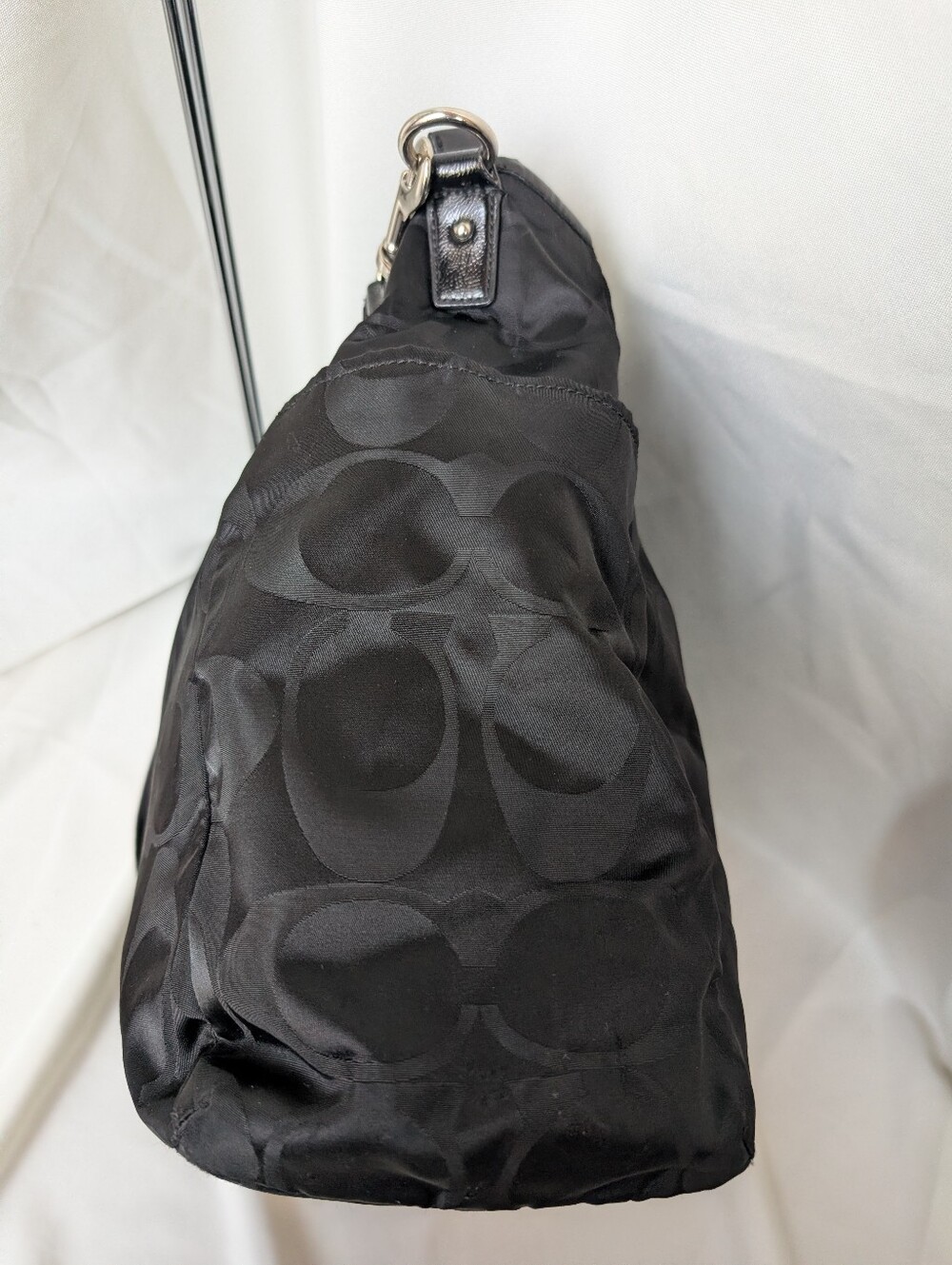 Coach Black Signature Weekender / Diaper Nylon Bag Tote Bag F77577 - Picture 3 of 16
